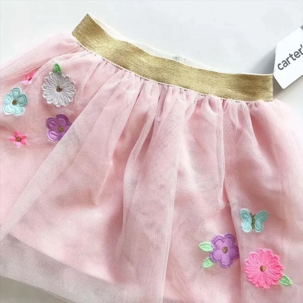 Carters NWT pink floral appliqué tutu 18 months